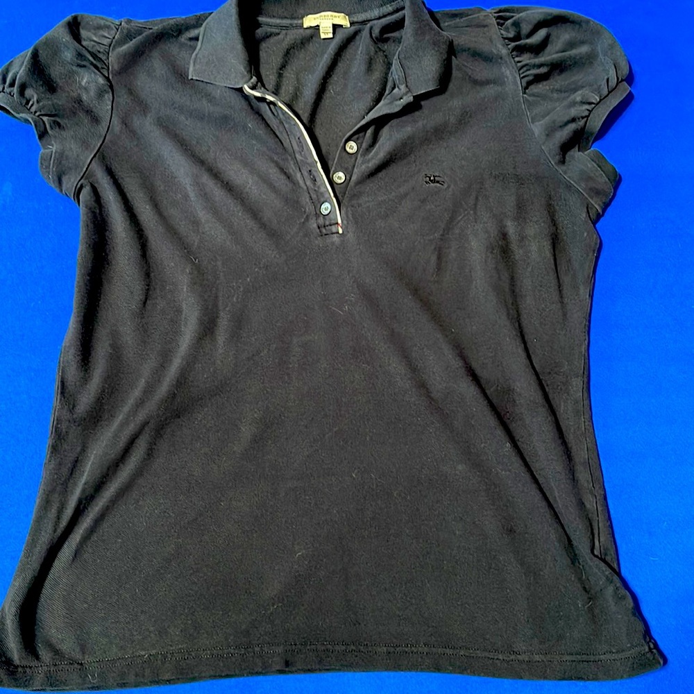 Burberry Black Polo (with plaid details), XL